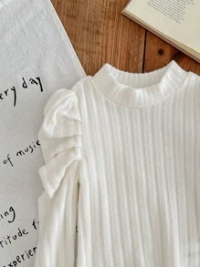 SHEIN LMoss Kids LMoss 3pcs Baby Girls Cute Simple Solid Color Knit Long Sleeve Tops, Autumn/Winter