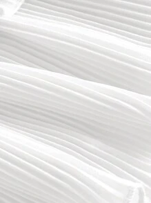 Chiquease Áo hở vai họa tiết hoa 3D thanh lịch dành cho nữ, mùa hè - trắng - Xem 4