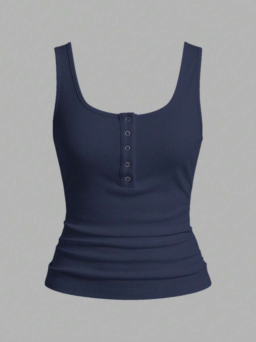 Slaydiva Casual All-Match White Cami Top With Deep U-Neck And Racerback-C