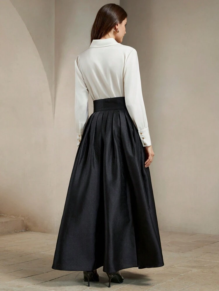 Anewsta Classic Elegant Vintage Holiday Party A-Line Skirt For Women