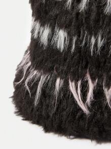 SHEIN ICON 1 件装 女士街头可爱毛绒拼色/拼接针织无檐便帽 适合休闲穿着 - 彩色 - 查看 7