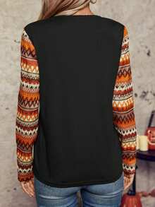 SHEIN LUNE Camiseta de manga larga casual para mujer - Multicolor - Ver 2