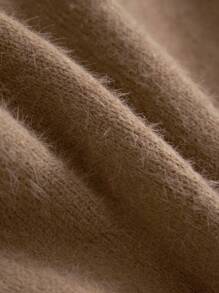 SHEIN Essnce 加大码圣诞毛绒领拉链保暖毛衣，秋冬