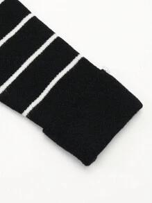 Girls Striped Crew Neck Sweater - Black - View 4