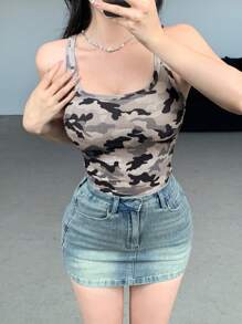 DAZY Women Camouflage Fitted Tank Top, Summer