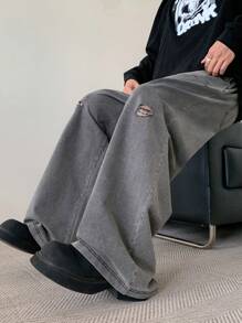 Manfinity Hypemode Quần Jeans Baggy Rộng rãi, Thoải mái, Màu xám nhạt cho Nam - Màu xám đen - Xem 6