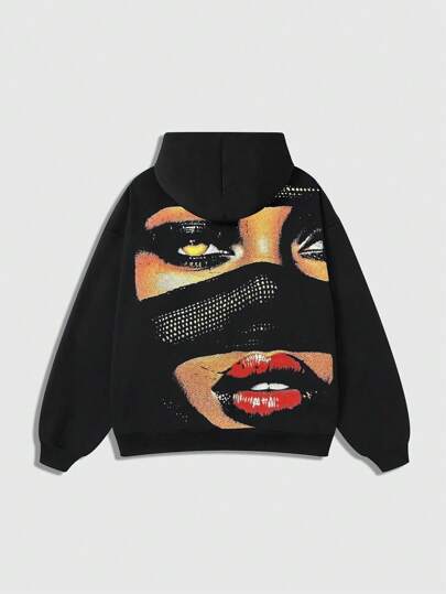 Street Life Felpa con cappuccio casual con stampa grafica, vestibilità morbida, uomo, autunno inverno