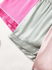 3 conjuntos Pijama con pantalones cortos y manga corta con ribete de contraste - Multicolor - Ver 3