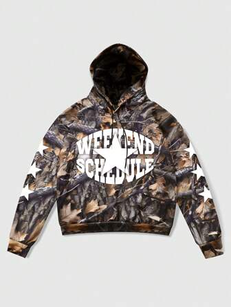 Street Life Sudadera con capucha de hombre con estampado de camuflaje de rama seca