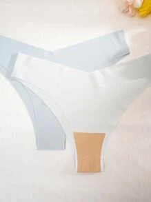 SHEIN 12 条装 女士纯色简约休闲丁字裤 - 彩色 - 查看 4