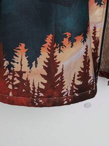 EMERY ROSE Plus Size Long Sleeve Full-Zip Hooded Print Casual Jacket - Multicolor - View 3