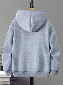 Áo khoác nỉ dài tay in chữ dành cho thiếu niên nam, kiểu dáng thường ngày, thích hợp cho mùa thu và mùa đông. - Màu Xám nhạt - Xem 2