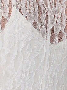 SHEIN Privé Women's White Lace Splice Long Sleeve Jacket - White - View 7