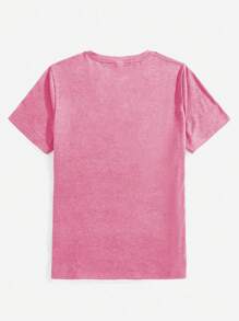 Chiquease Women's Summer Casual Round Neck Letter Print Short Sleeve T-Shirt - Pink - View 2