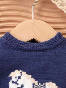 SHEIN 男婴时尚简约蓝白条纹连体裤，春秋冬保暖可爱必备服装，适合日常、户外、旅行、居家、幼儿园和学校场合 - 藍色 - 查看 7