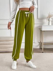 Chiquease Women's Solid Color Patchwork Front Tie Simple Casual Harem Pants Fall Cloth For Women - Army Green - View 5