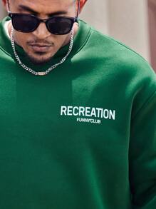 Manfinity Homme Men's Plus Size Crew Neck Letter Print Casual Pullover Sweatshirt