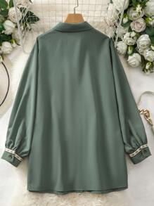 Lacomfia 大码女式春夏碎花拼布长袖宽松休闲衬衫、休闲上衣，适合日常休闲/旅行/度假/休假