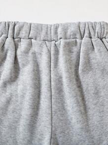 SHEIN Tween Girl  Casual Letter Graphic Print Loose Sweatshirt And Sweatpants Set - Grey - View 9