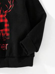 Jeunes garçons Sweat-shirt à capuche décontracté à manches longues en polaire pour l'hiver, couleur gris Noël - Noir - Voir 6