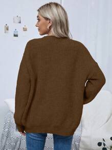 SHEIN Clasi Cárdigan suelto de punto de unicolor con bordado