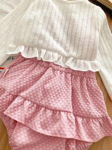 SHEIN 2 件套女婴冬季粉色连体衣和白色夹克套装，休闲日常公主套装，秋装 - 彩色 - 查看 6