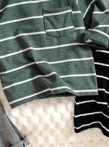 SHEIN Vintaside Kids 3 件装男婴休闲经典条纹柔软针织长袖百搭圆领上衣，适合外出、家居服和分层穿着，秋冬季 - 彩色 - 查看 4