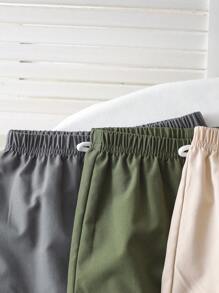 SHEIN Young Boy Letter Embroidered Cargo Jogger Pants - Multicolor - View 3