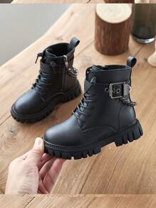 Botas para niños, botas para niñas, botas escolares de otoño/invierno - Negro - Ver 3