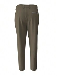 Manfinity Homme Men's Casual Solid Color Slim Fit Suit Pants - Brown - View 2