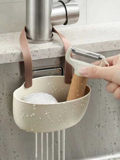 1pc Hanging Basket For Sink, Kitchen Sink Shelf Soap Sponge Drain Rack , Multifunctional Hanging Sink Strainer Colander Drain Basket, Drainage Rack, Soap Sponge Rack, Kitchen Sink Organizer,Sink Accessories,De Home Essentials Christmas For Holiday Gift Giving