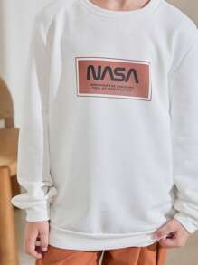 SHEIN Boys Slogan Graphic Pullover & Trousers - Multicolor - View 5