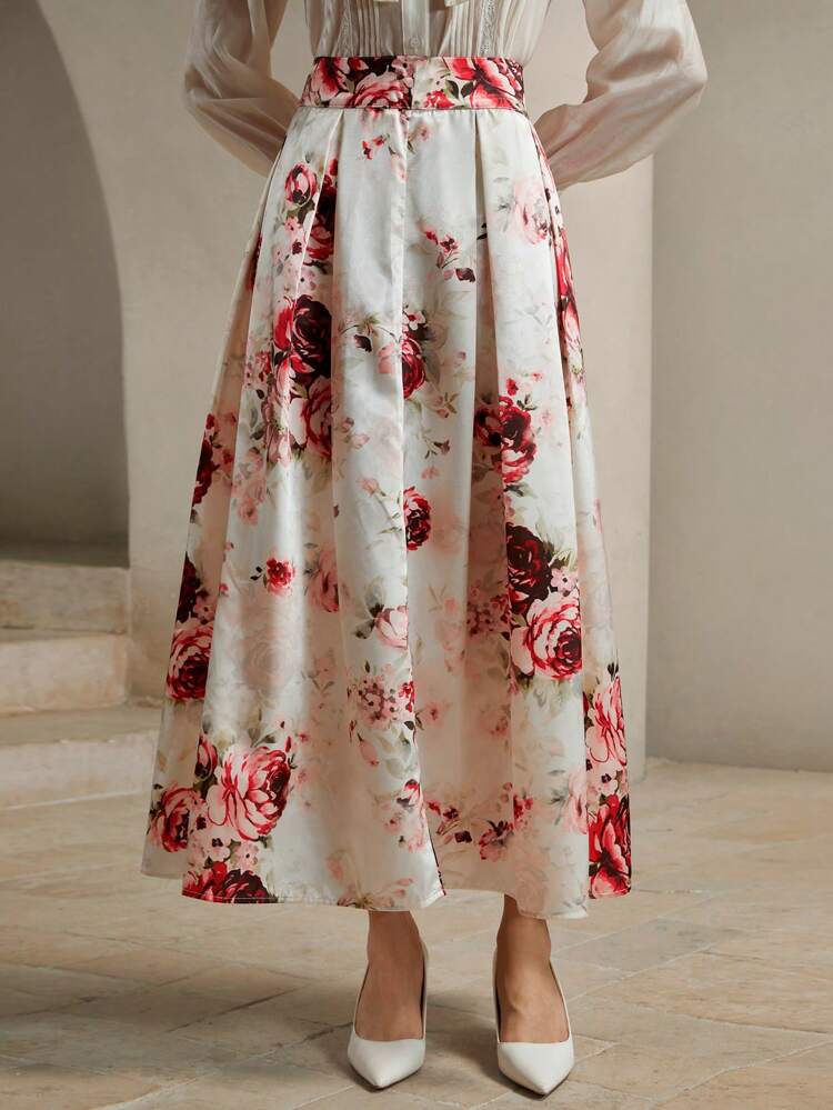 Women's Elegant Party Printed Umbrella Skirt, Winter