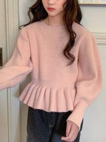 DAZY Tween Girl Crew Neck Sweater, Fall Clothes,Back To School Clothes - Pink - View 1