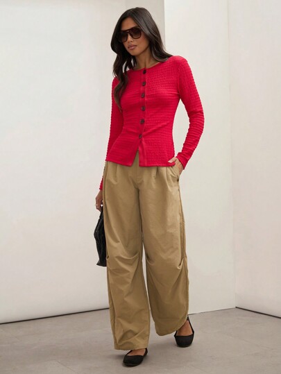 COSMINA Pantalones casuales con bolsillos de color caqui para mujer, uso diario