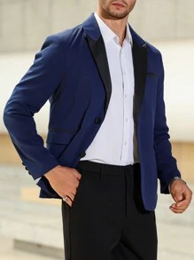 Manfinity AFTRDRK Áo khoác nam ve màu tương phản - Màu xanh hải quân - Xem 5