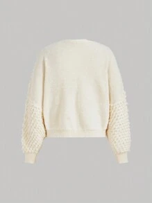 SHEIN MOD Áo khoác cardigan màu mơ, thích hợp cho bữa ăn sáng muộn, hội chợ thời Phục Hưng, buổi hòa nhạc, mùa đông. - Màu be - Xem 2