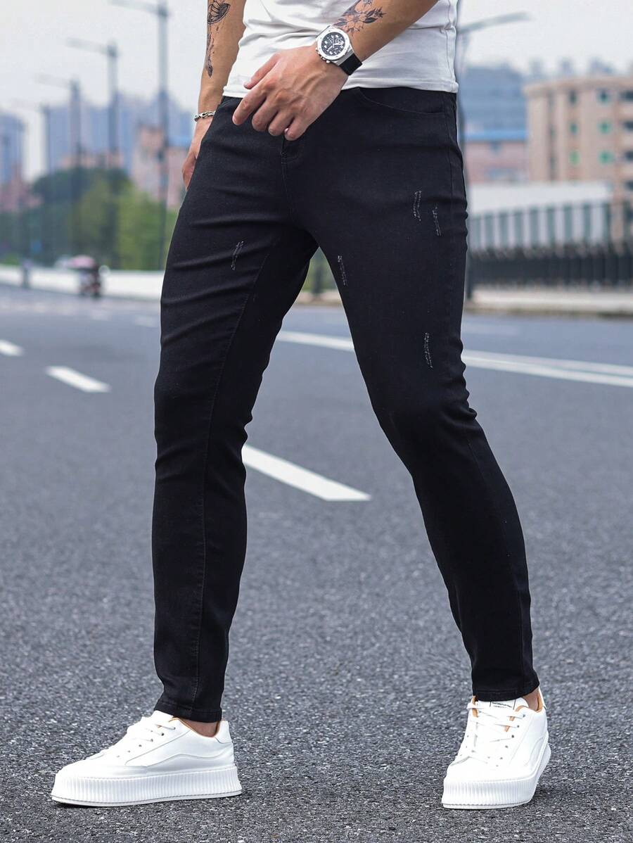 Manfinity Homme Plus Size Men's Pocketed Slim Fit Casual Jeans