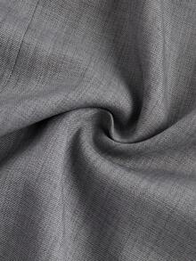 SHEIN TaskFit Áo sơ mi công sở màu trơn cổ chữ V tay ngắn cho nữ - Xám - Xem 3