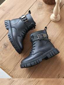 Botas para niños, botas para niñas, botas escolares de otoño/invierno - Negro - Ver 5