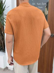 Manfinity VCAY Men's Solid Color Button Front Short Sleeve Casual Top