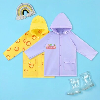 女孩可爱印花户外徒步旅行学校防水雨衣
