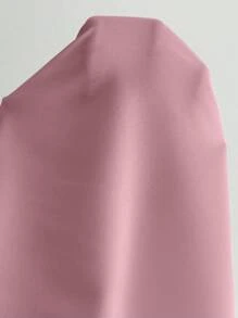 SHEIN Unity Women Fashion Solid Color Short Sleeve Shirt Peplum Top - Dusty Pink - View 5