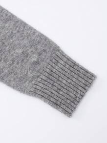 Conjunto de suéter de cuello alto de unicolor y minifalda para adolescentes - Gris - Ver 7