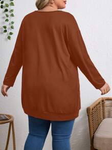 EMERY ROSE 大码休闲纯色口袋 T 恤 - 薑色 - 查看 2