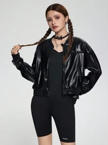 少女休闲黑色夹克和连体衣，秋季 - 黑色 - 查看 5