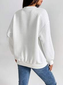 SHEIN PETITE Letter Patch Detail Drop Shoulder Sweatshirt