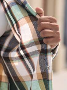 Manfinity Homme Plus Size Men's Casual Plaid Print Jacket, Autumn - Multicolor - View 6