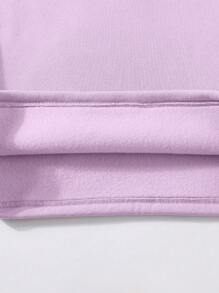 2 piezas/set de sudadera y pantalón de chándal de cuello redondo informal para adolescentes, tejido - Púrpura malva - Ver 7