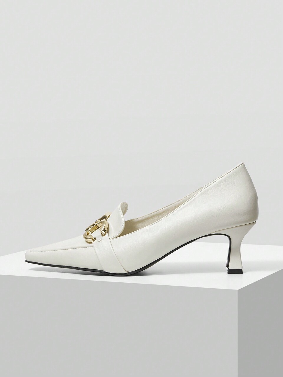 MOTF NEW WINE GLASS-SHAPED HEEL SQUARE TOE METAL BUCKLE FRENCH STILETTO HIGH HEELS, SPRING AUTUMN FALL
